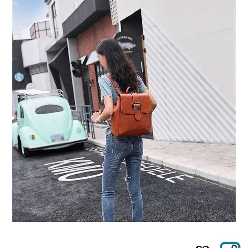 Elegant Tan Leather Backpack